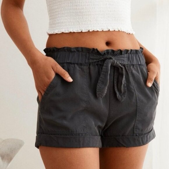 aerie Pants - Aerie Gray Casual Paper Bag Shorts - Dark Gray